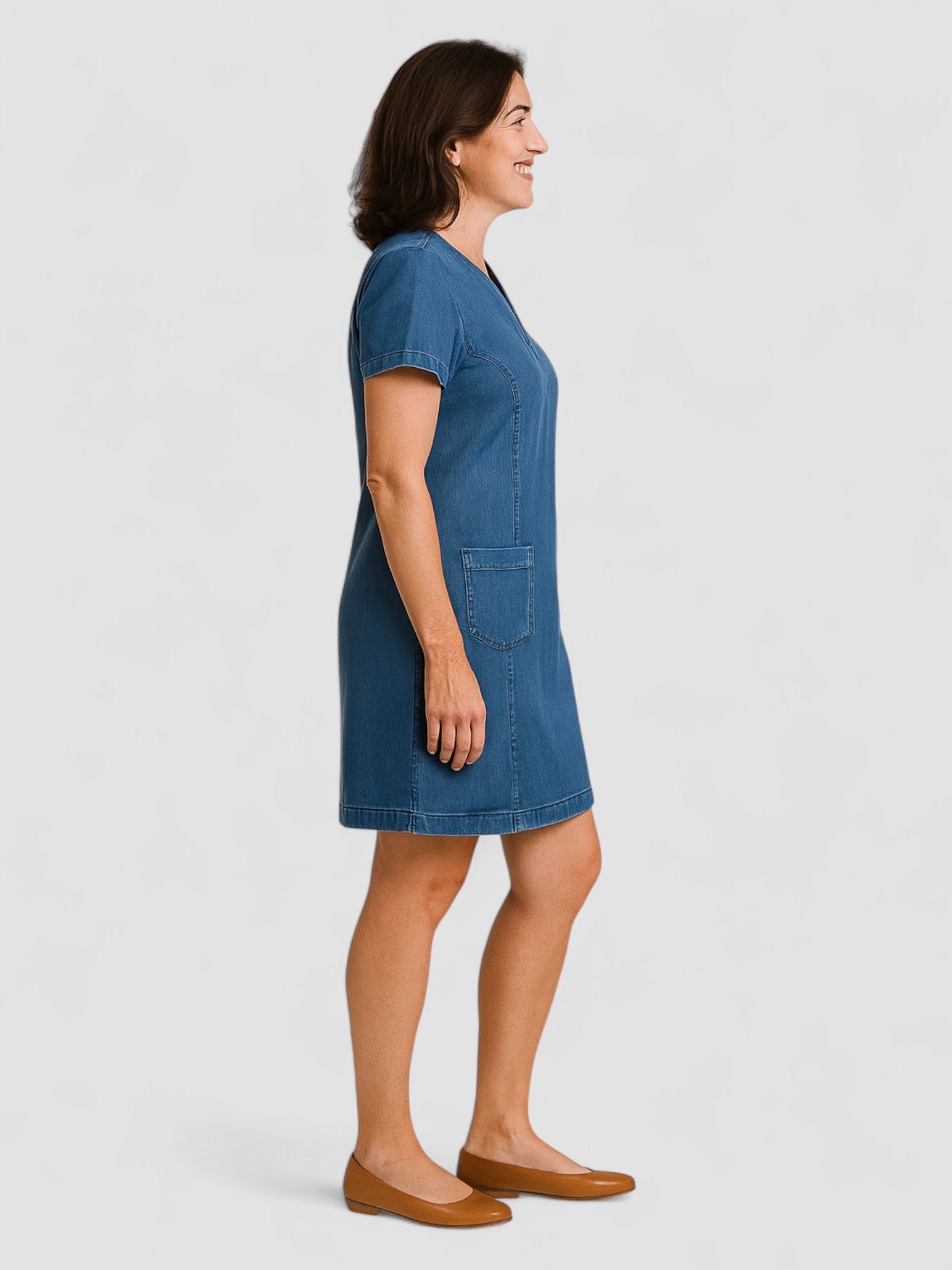 Salonen™ | Pehmeä Denimmekko Etutaskuilla